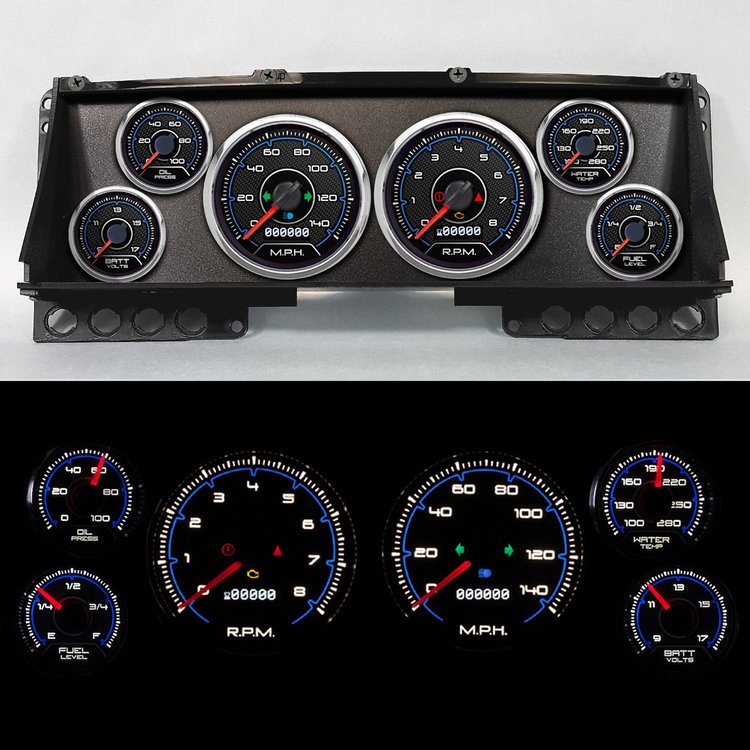 88103-05 CFR Redline Series Direct-Fit Gauge Kit, Ford Truck, Blue