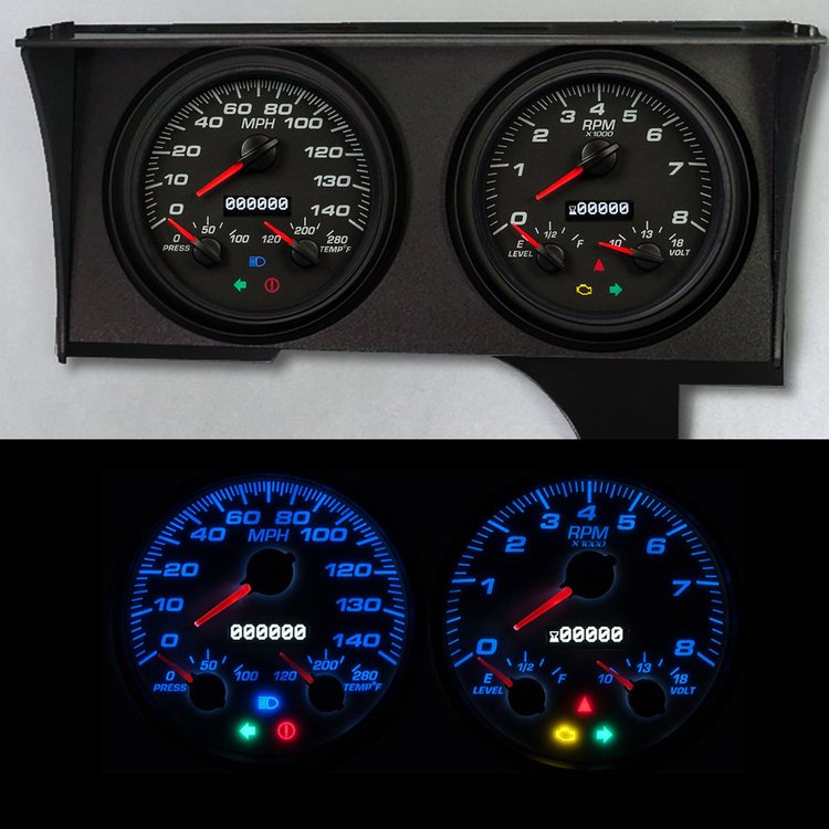 88321-01 Performance Ii Series Direct-Fit Gauge Kit, Chevy Car, Black