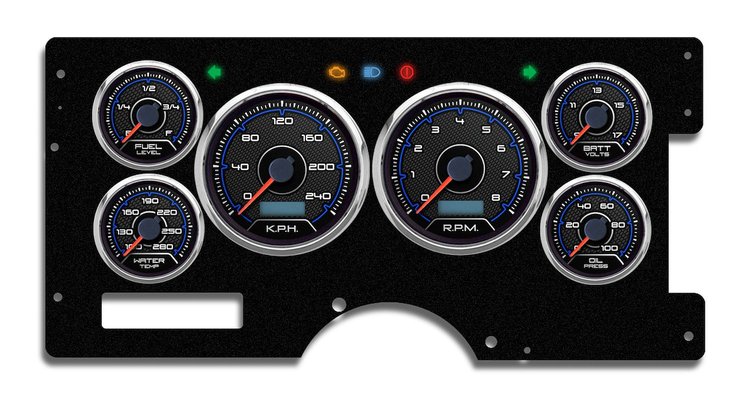 89311-05M CFR Blueline Series Direct-Fit Gauge Kit, GM Full-Size Pickup 88-94, Blue