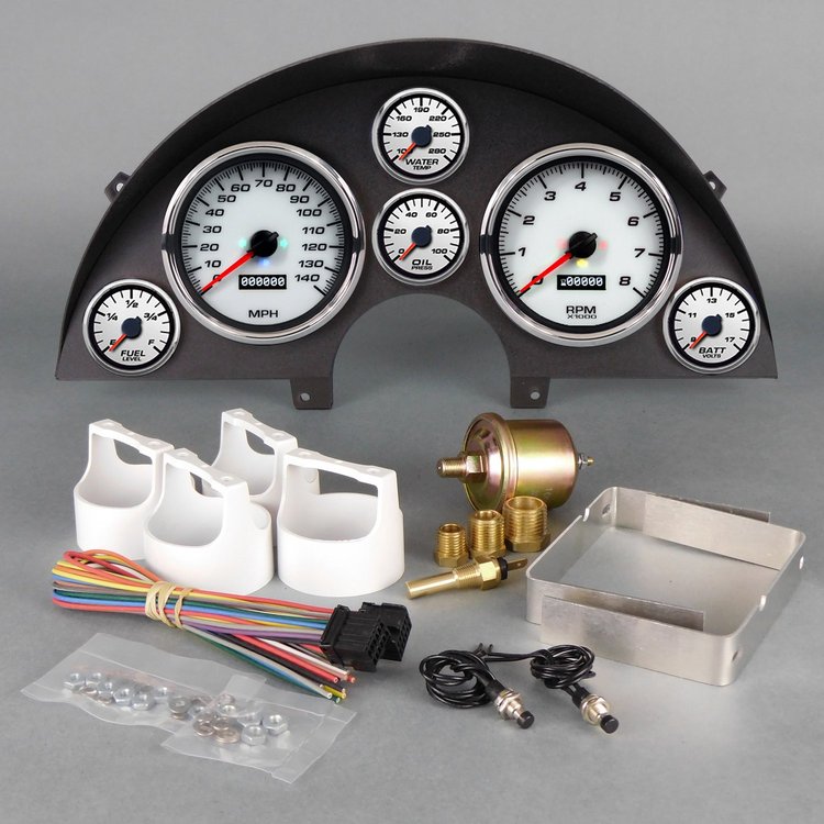 90110-03 Performance Ii Series Direct-Fit Gauge Kit, Chevrolet Corvette, White