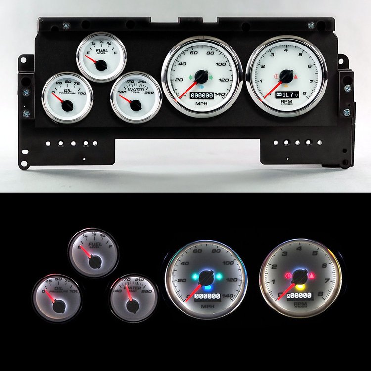 92101-03 Performance Series Direct-Fit Gauge Kit, Ford Truck, White