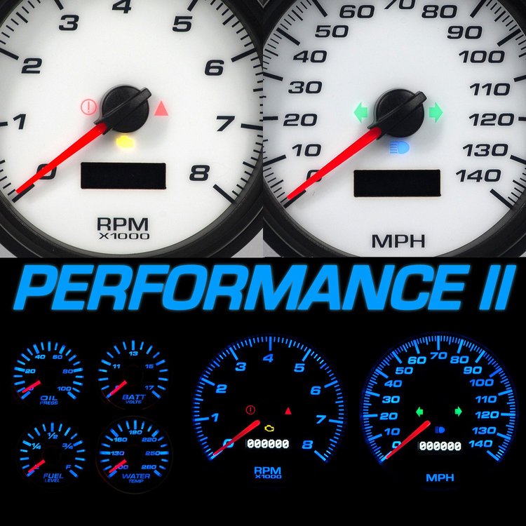 95102-03 Performance Ii Series Direct-Fit Gauge Kit, GM Truck, White