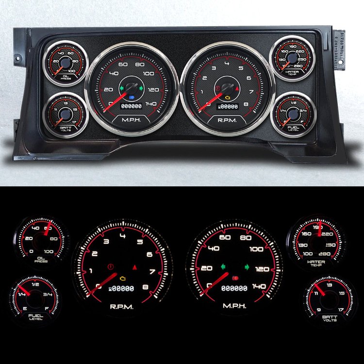 95103-01 CFR Redline Series Direct-Fit Gauge Kit, GM Truck, Black