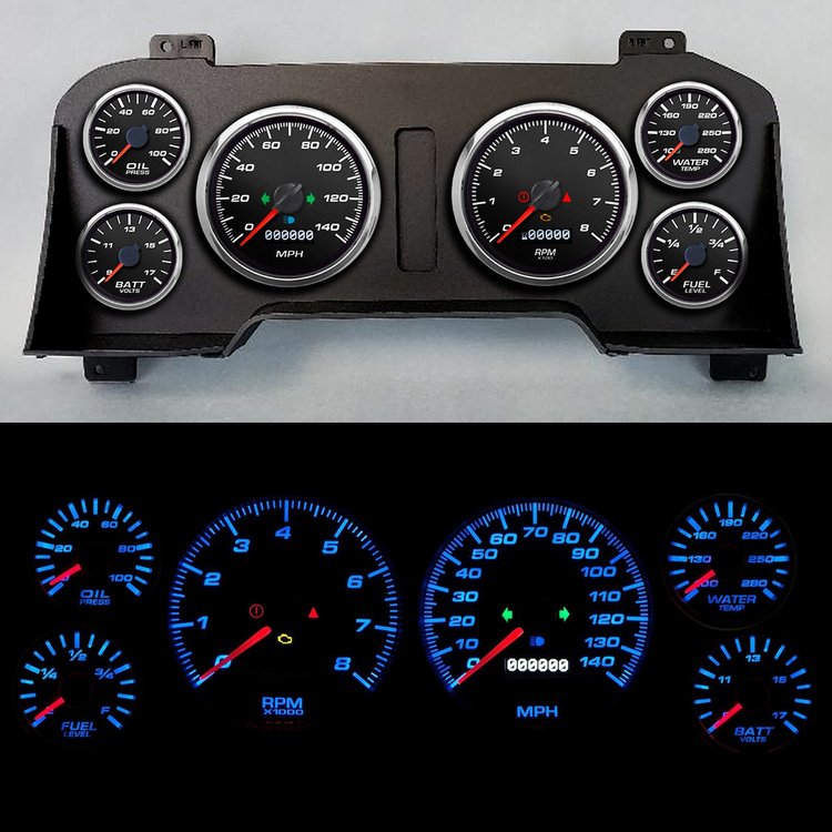 98021-01 Performance Ii Series Direct-Fit Gauge Kit, Dodge Truck, Black