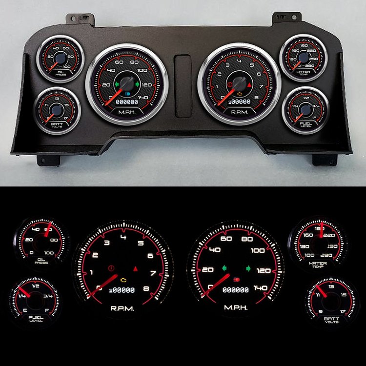 98121-01 CFR Redline Series Direct-Fit Gauge Kit, Dodge Truck, Black