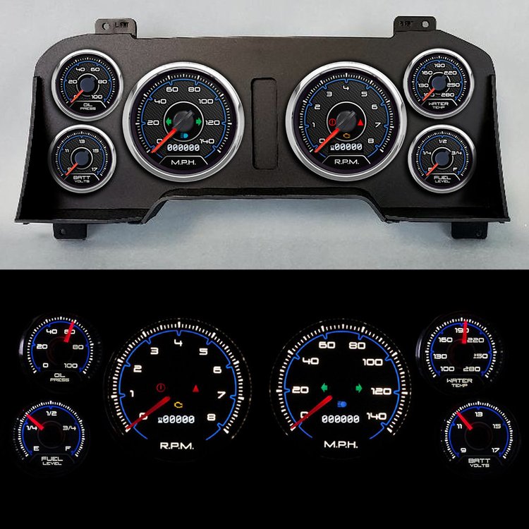 98121-05 CFR Blueline Series Direct-Fit Gauge Kit, Dodge Truck, Blue