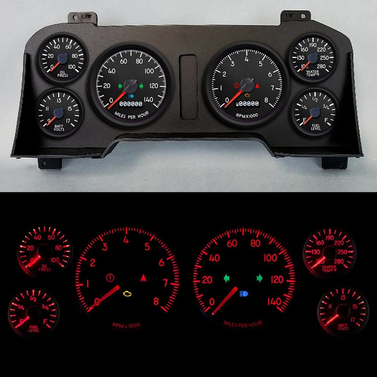 98411-01 Aviator Series Direct-Fit Gauge Kit, Dodge Truck, Black