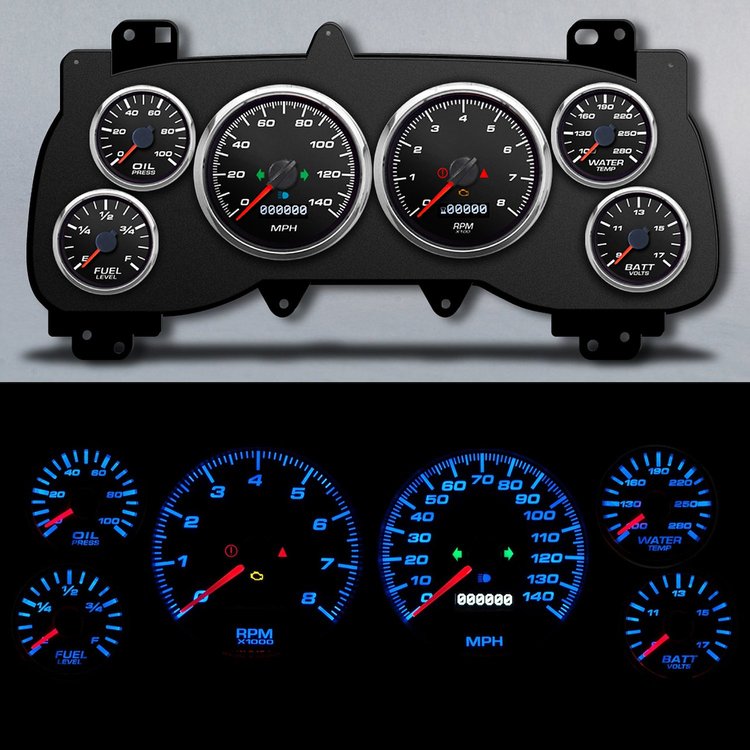 99021-01 Performance Ii Series Direct-Fit Gauge Kit, Dodge Truck, Black