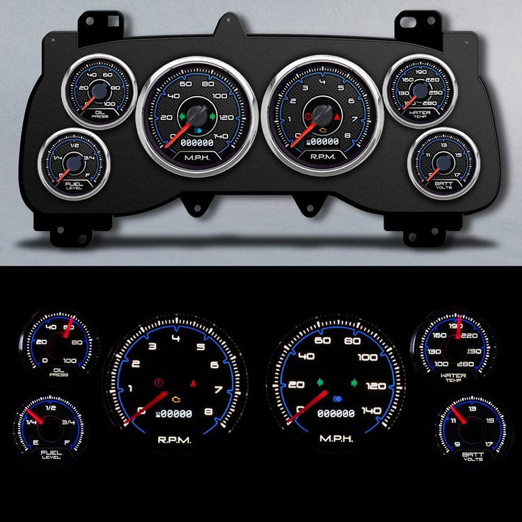 99201-05 CFR Blueline Series Direct-Fit Gauge Kit, Dodge Truck, Blue