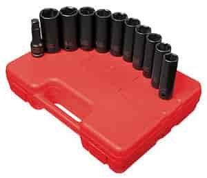 11pc. SAE & Metric Extra Thin Wall Deep Impact Socket Set 1/2" Drive