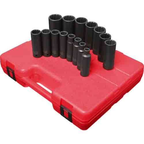15pc. 12-Point SAE Deep Impact Socket Set 1/2" Drive