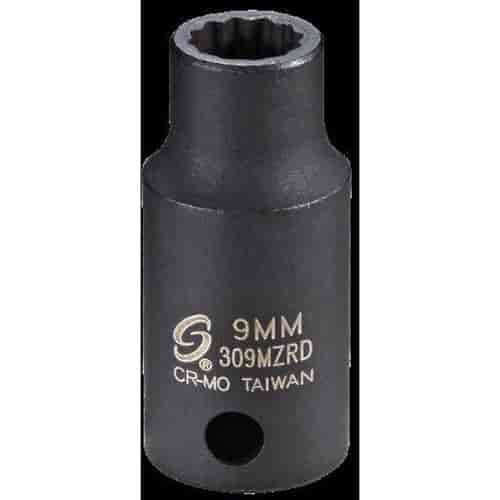 9mm 12-Point Semi-Deep Impact Socket 3/8" Drive