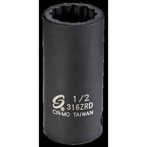1/2" 12-Point Semi-Deep Impact Socket 3/8" Drive
