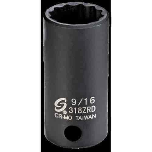 9/16" 12-Point Semi-Deep Impact Socket 3/8" Drive