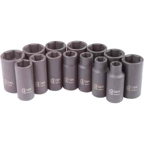 14pc. Metric Mid-Depth Impact Socket Set 3/8" Drive