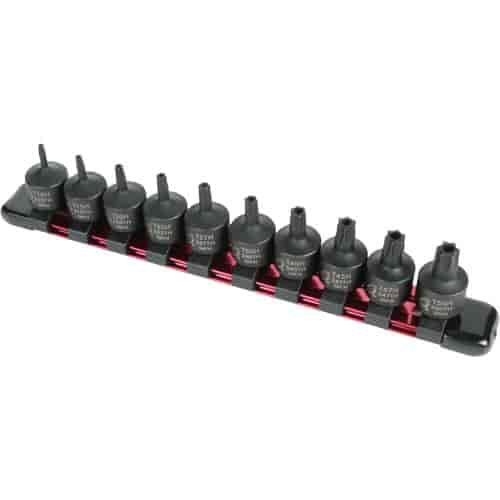 10pc. Stubby TAMPR Impact Star Bit Socket Set 3/8" Drive