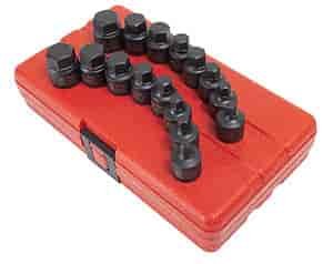 16pc. SAE & Metric Stubby Impact Hex Driver Set 3/8" Drive