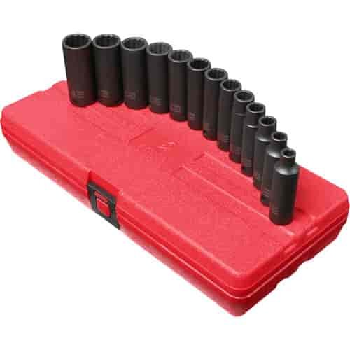 13pc. 12-Point Metric Deep Impact Socket Set 3/8" Drive