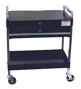 Service Cart with Locking Top & Drawer Black
