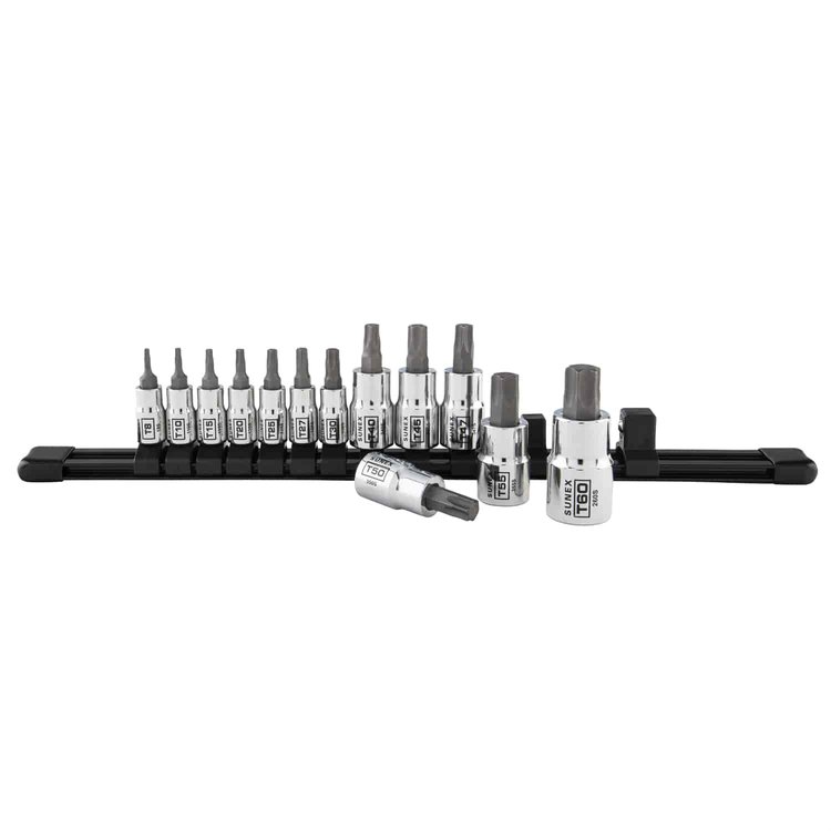 13 piece 1/4, 3/8 & 1/2 in. Drive Star Bit Socket Rail