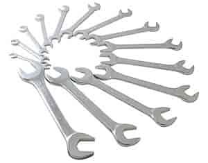14 Pc. Angled Head SAE Wrench Set Fully polished drop forged alloy steel