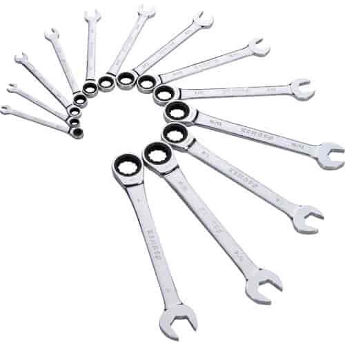 13pc. SAE V-Groove Combination Ratcheting Wrench Set