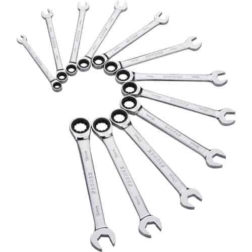 12pc. Metric V-Groove Combination Ratcheting Wrench Set