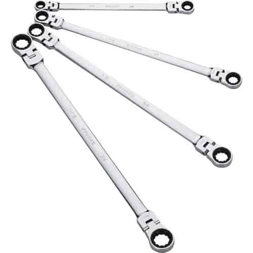 4pc. SAE Extra Long Double Box Flex Head Ratcheting Wrench Set