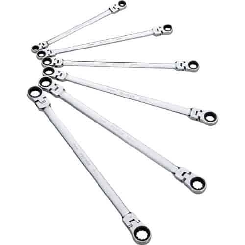 6pc. Metric Extra Long Double Box Flex Head Ratcheting Wrench Set