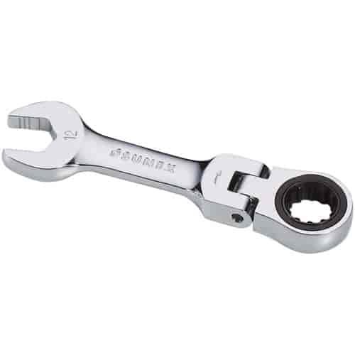 12mm Stubby Flex Head V-Groove Combination Ratcheting Wrench