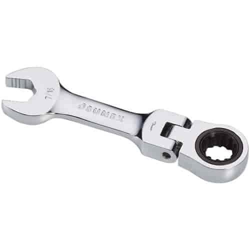 7/16" Stubby Flex Head V-Groove Combination Ratcheting Wrench