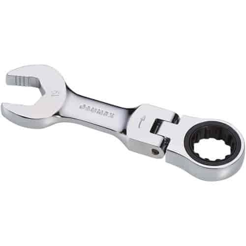 19mm Stubby Flex Head V-Groove Combination Ratcheting Wrench