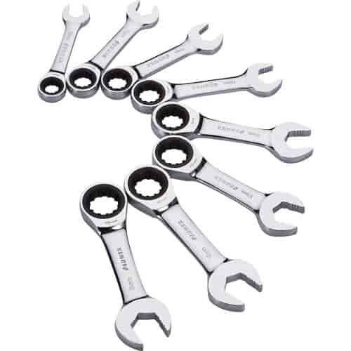 8pc. Metric Stubby Combination Ratcheting Wrench Set