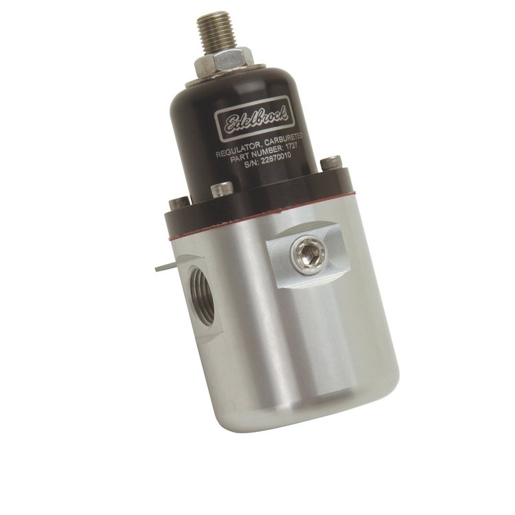 Carbureted Adjustable Non-Bypass Fuel Pressure Regulator 160 GPH with 3/8" NPT Inlet/Outlet in Black & Silver Finish