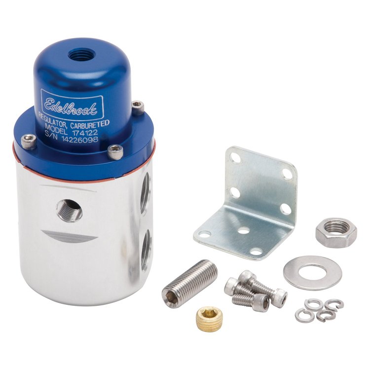 Carbureted Adjustable Non-Bypass Fuel Pressure Regulator 160 GPH with 3/8" NPT Inlet/Outlet in Blue Finish