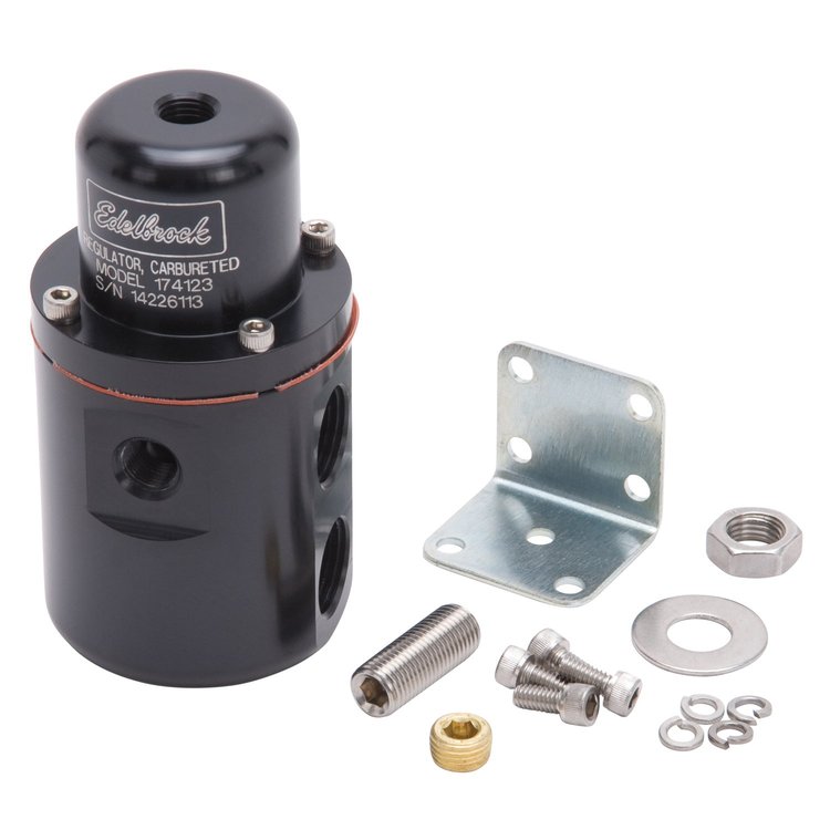 Carbureted Adjustable Non-Bypass Fuel Pressure Regulator 160 GPH with 3/8" NPT Inlet/Outlet in Black Finish