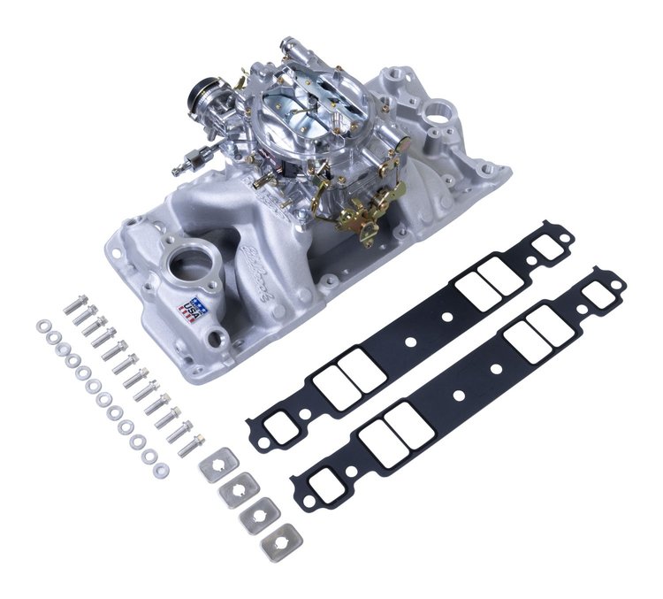 Single-Quad RPM Air-Gap Manifold and Carburetor Kit for Small Block Chevy 1955-1986