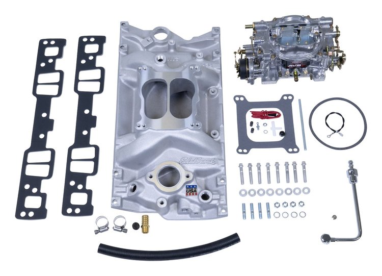 Single-Quad Performer Manifold and Carburetor Kit for Small Block Chevy with Vortec or E-Tec Cylinder Heads