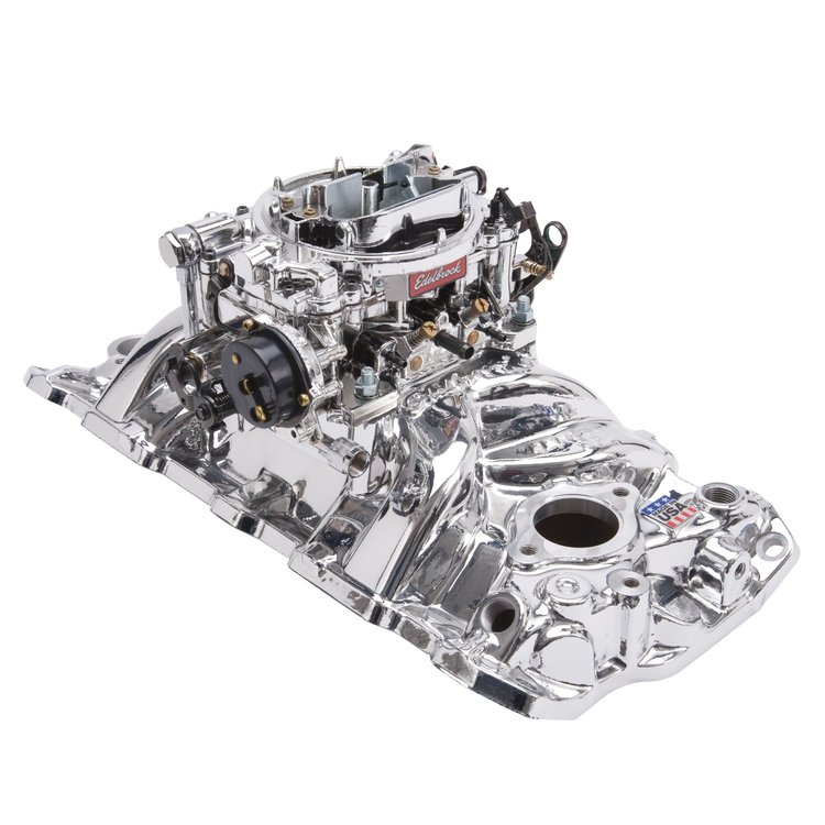 Single-Quad RPM Manifold and Carburetor Kit for Small Block Chevy 1955-1986 with Endurashine Finish