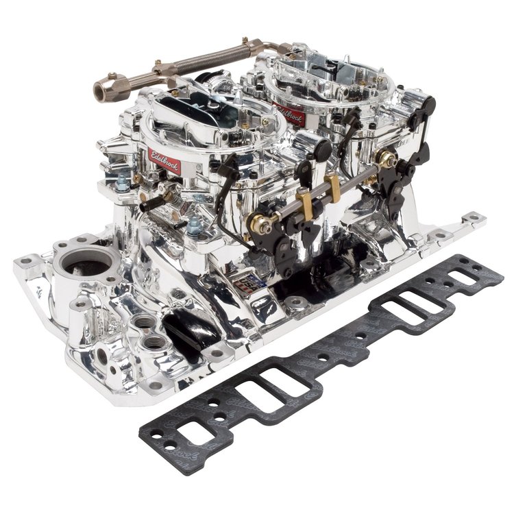 RPM Dual-Quad Manifold and Carburetor Kit for Small Block Chevy Vortec/E-Tec Heads with Endurashine Finish