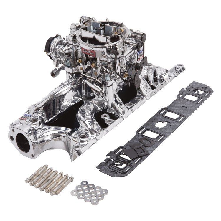 Single-Quad RPM Air-Gap Manifold and Carburetor Kit for Small Block Ford 260-302 with Endurashine Finish