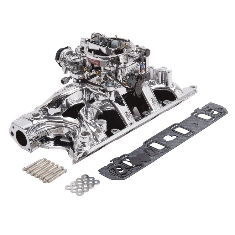 Single-Quad RPM Air-Gap Manifold and Carburetor Kit for Small Block Ford 351W with Endurashine Finish
