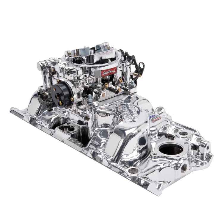 Single-Quad Performer Manifold and Carburetor Kit for Oval Port Big Block Chevy with Endurashine Finish