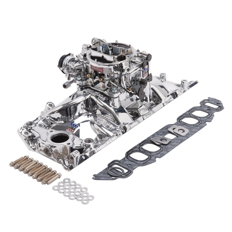 Single-Quad RPM Manifold and Carburetor Kit for Oval Port Big Block Chevy with Endurashine Finish