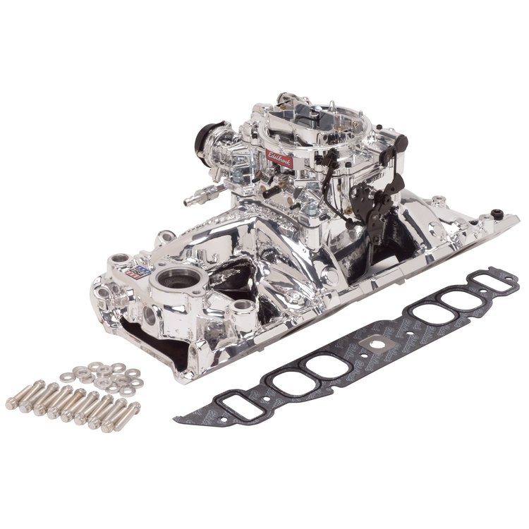 Single-Quad RPM Air-Gap Manifold and Carburetor Kit for Oval Port Big Block Chevy with Endurashine Finish