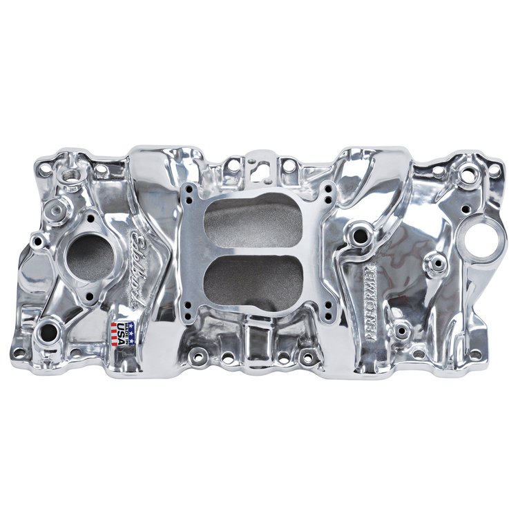 Performer Small Block Chevy Intake Manifold Polished for 1987-95 Cast Iron Heads