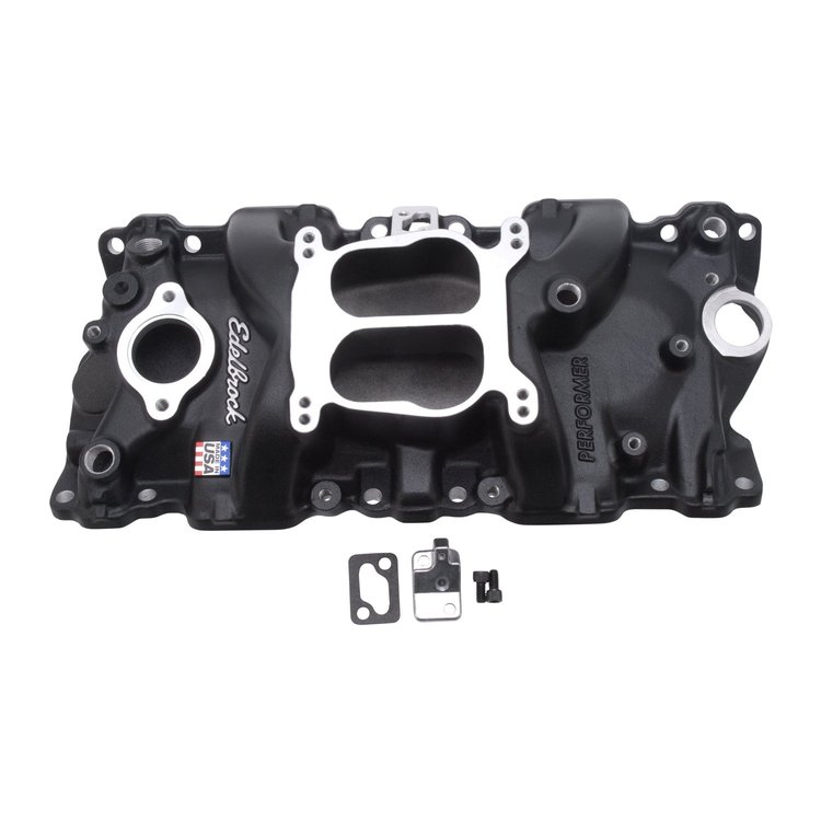 Performer Small Block Chevy Intake Manifold Black for 1987-95 Cast Iron Heads