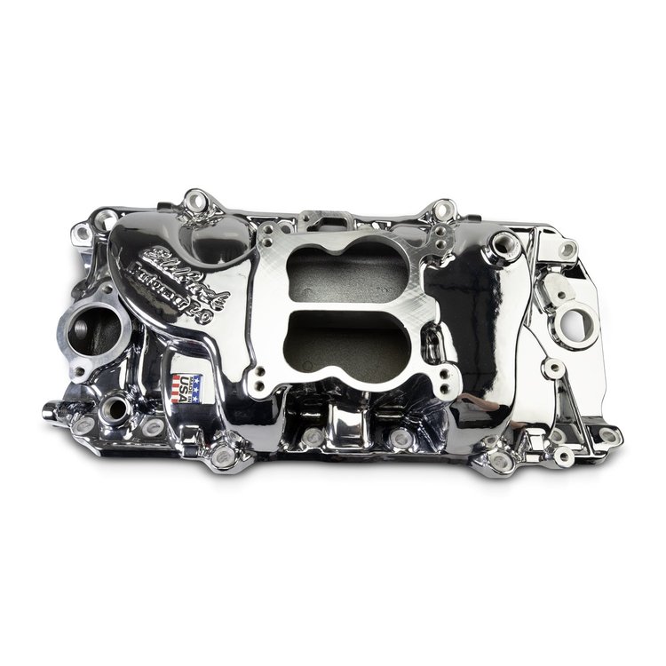 2161-CP Performer 2-O Intake Manifold for 1965-1990 Big Block Chevy Engines w/Oval Port Heads [Chrome Plasma Finish]