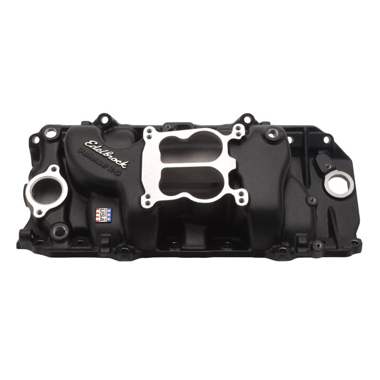 2163 Performer 2-O Intake Manifold for 1965-1990 Big Block Chevy Engines w/Oval Port Heads [Black Powder-Coat]