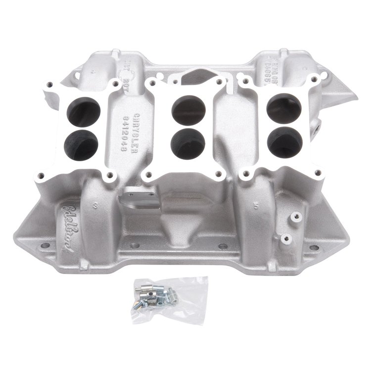 2475 Six-Pack Intake Manifold for Chrysler 413-426-440 Big Block V8, For "RB" (Wedge) Engines with 3x2-brl Carburetors [Satin]